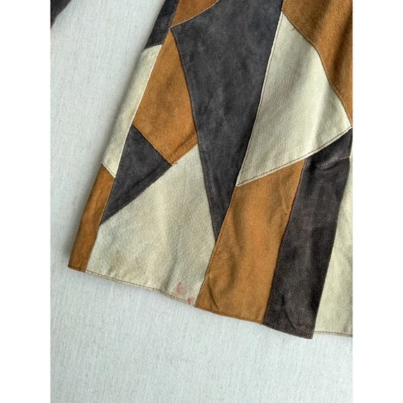 BB Dakota y2k vtg boho brown patchwork suede jacket size S - Picture 5 of 6